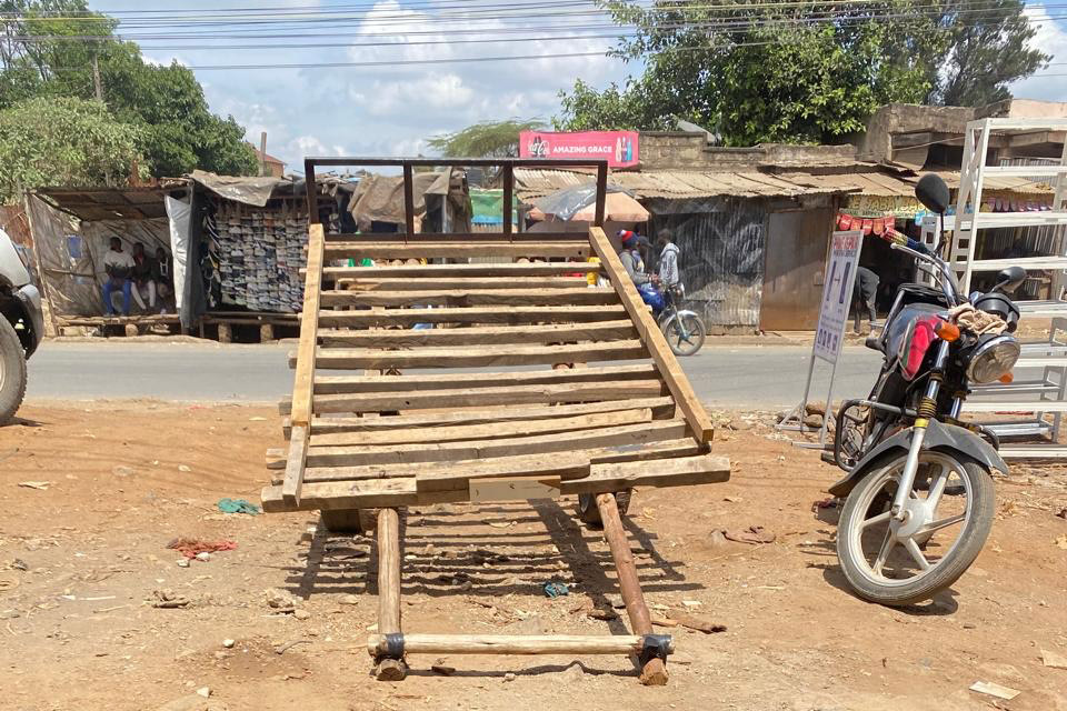 wooden carts to transport garbage
